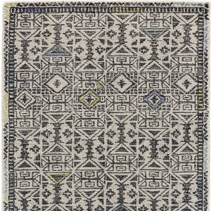 HomeRoots 4' Handmade Wool Tufted Area Rug with Modern Gray Ivory Black Geometric Design for Stylish Spaces 8' X 11' 511701