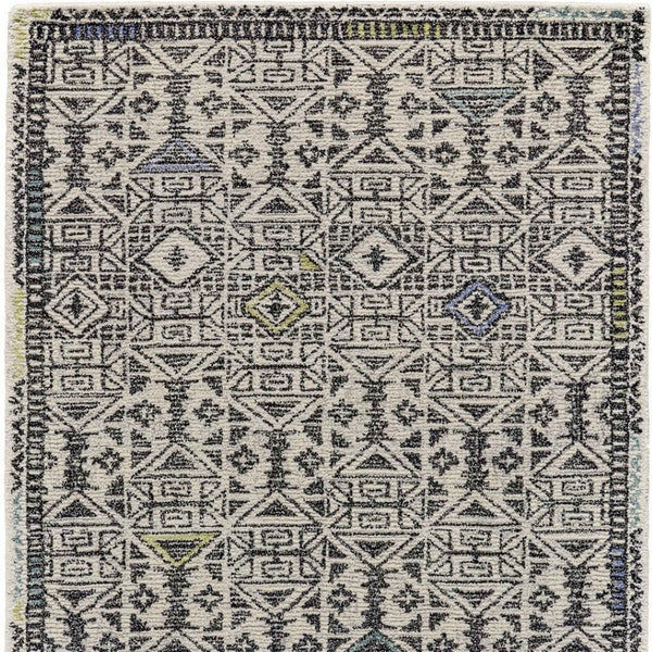 HomeRoots 4' Handmade Wool Tufted Area Rug with Modern Gray Ivory Black Geometric Design for Stylish Spaces 8' X 11' 511701