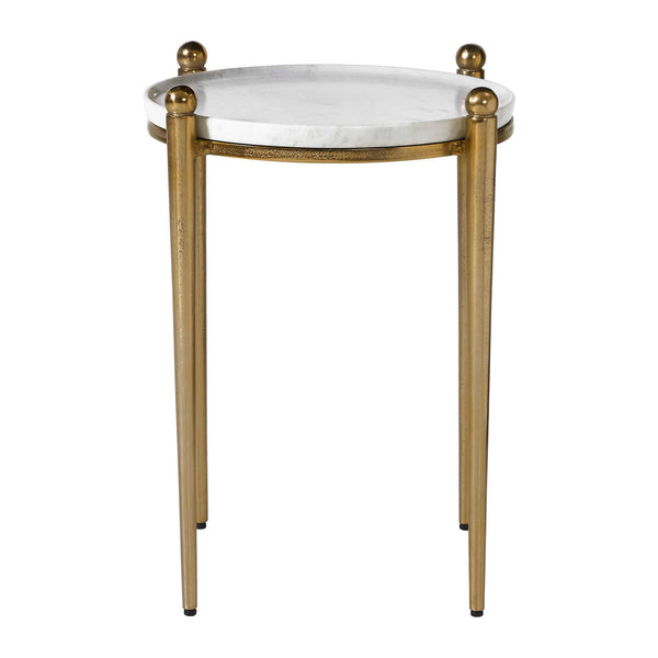 Uttermost Nahunta Stone Top Accent Table with Tapered Metal Legs for Elegant Living Spaces