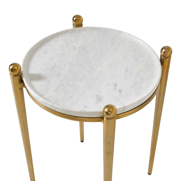 Uttermost Nahunta Stone Top Accent Table with Tapered Metal Legs for Elegant Living Spaces