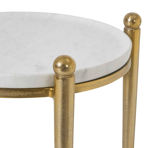 Uttermost Nahunta Stone Top Accent Table with Tapered Metal Legs for Elegant Living Spaces