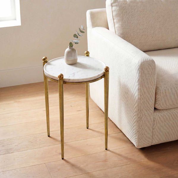 Uttermost Nahunta Stone Top Accent Table with Tapered Metal Legs for Elegant Living Spaces
