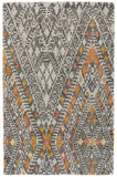 Homeroots 4' X 6' Gray Ivory And Orange Wool Geometric Tufted Handmade Area Rug  Wool 511710