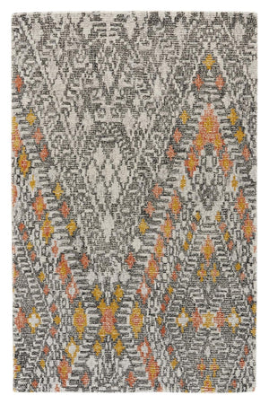 HomeRoots 5' Gray and Ivory Wool Geometric Hand-Tufted Area Rug for Elegant Living Spaces and Comfort 5' X 8' 511711