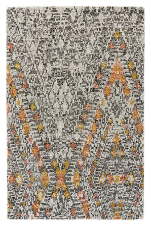 HomeRoots 5' Gray and Ivory Wool Geometric Hand-Tufted Area Rug for Elegant Living Spaces and Comfort 5' X 8' 511711