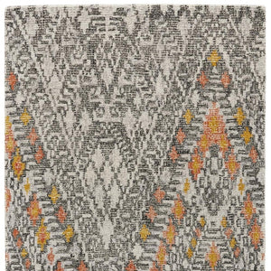 HomeRoots 5' Gray and Ivory Wool Geometric Hand-Tufted Area Rug for Elegant Living Spaces and Comfort 5' X 8' 511711