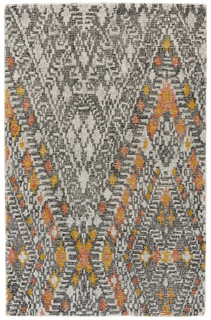 HomeRoots 5' Gray and Ivory Wool Geometric Hand-Tufted Area Rug for Elegant Living Spaces and Comfort 8' X 11' 511712