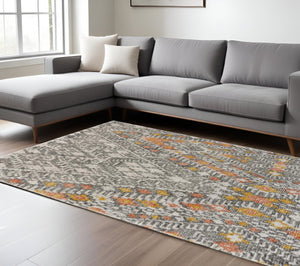 HomeRoots 5' Gray and Ivory Wool Geometric Hand-Tufted Area Rug for Elegant Living Spaces and Comfort 8' X 11' 511712