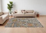 Homeroots 8' X 11' Gray Ivory And Orange Wool Geometric Tufted Handmade Area Rug  Wool 511712