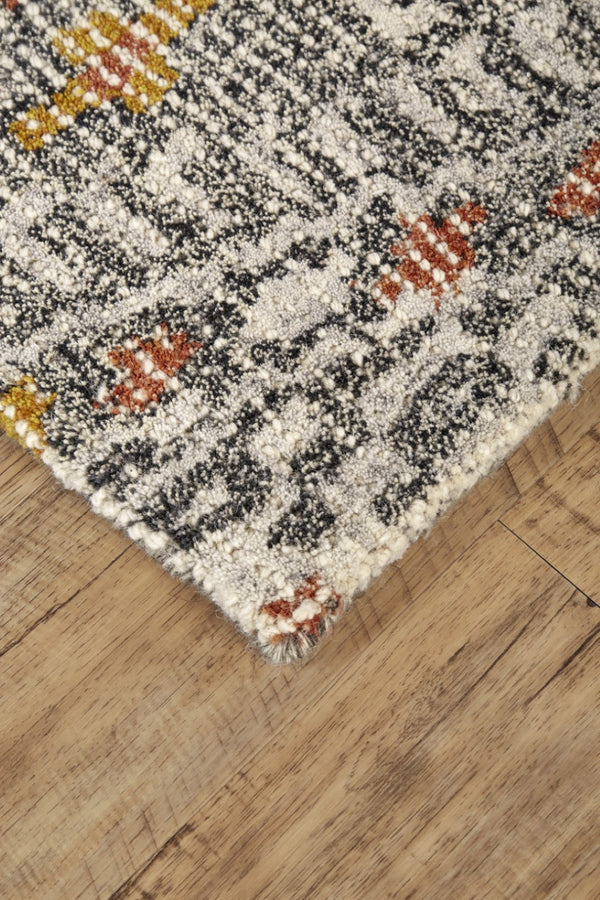 HomeRoots 5' Gray and Ivory Wool Geometric Hand-Tufted Area Rug for Elegant Living Spaces and Comfort 8' X 11' 511712