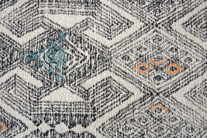 HomeRoots 4' Handmade Wool Area Rug - Distressed Geometric Design in Black, Ivory & Green for Timeless Style 5' X 8' 511717