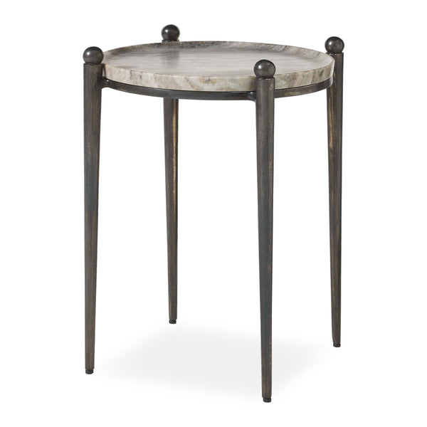 Uttermost Uttermost Nahunta Stone Top Accent Table with Tapered Metal Legs for Elegant Living Spaces Bronze/Gray 51171