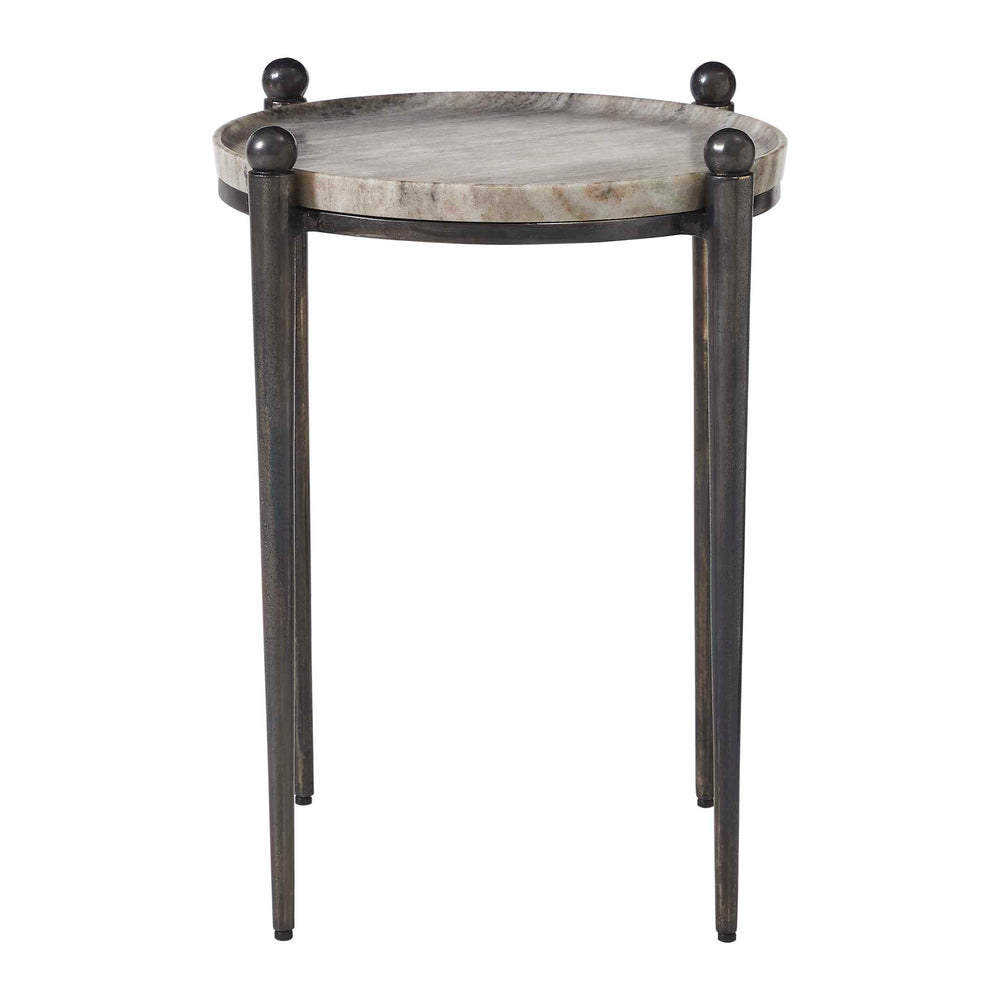 Uttermost Uttermost Nahunta Stone Top Accent Table with Tapered Metal Legs for Elegant Living Spaces Bronze/Gray 51171