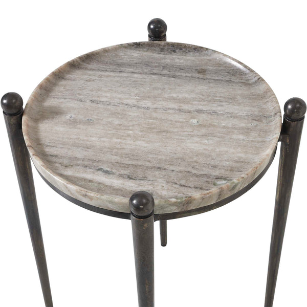 Uttermost Nahunta Stone Top Accent Table with Tapered Metal Legs for Elegant Living Spaces