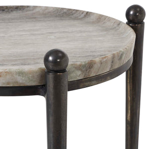 Uttermost Nahunta Stone Top Accent Table with Tapered Metal Legs for Elegant Living Spaces