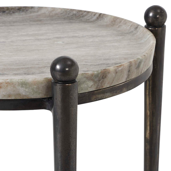 Uttermost Nahunta Stone Top Accent Table with Tapered Metal Legs for Elegant Living Spaces