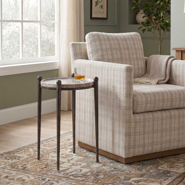 Uttermost Nahunta Stone Top Accent Table with Tapered Metal Legs for Elegant Living Spaces