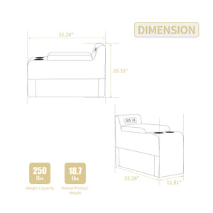 English Elm Modular Sofa Coffee Table With Storage, Usb Ports & Cupholders - Stylish Beige For Small Spaces W3098P257004