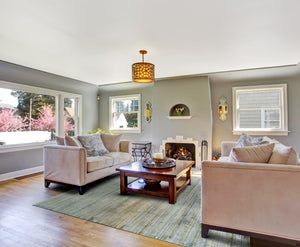 Homeroots 5' X 8' Blue And Green Ombre Hand Woven Area Rug Green,Blue,Tan Viscose 511723