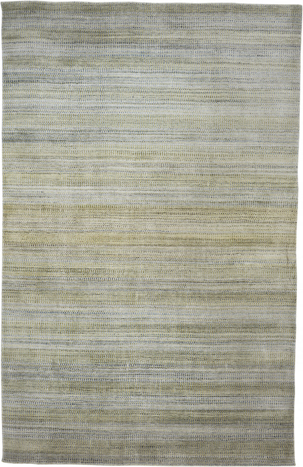 Homeroots 10' X 13' Green Blue And Tan Ombre Hand Woven Area Rug Green,Blue,Tan Viscose 511725