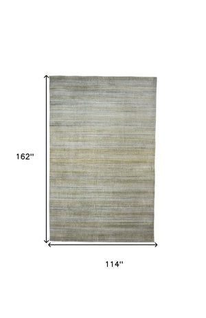Homeroots 10' X 13' Green Blue And Tan Ombre Hand Woven Area Rug Green,Blue,Tan Viscose 511725