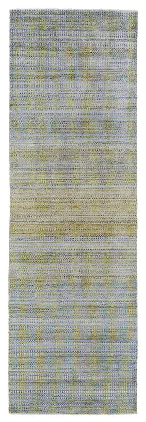 Homeroots 10' Blue And Green Ombre Hand Woven Runner Rug Green,Blue,Tan Wool Blend 511726