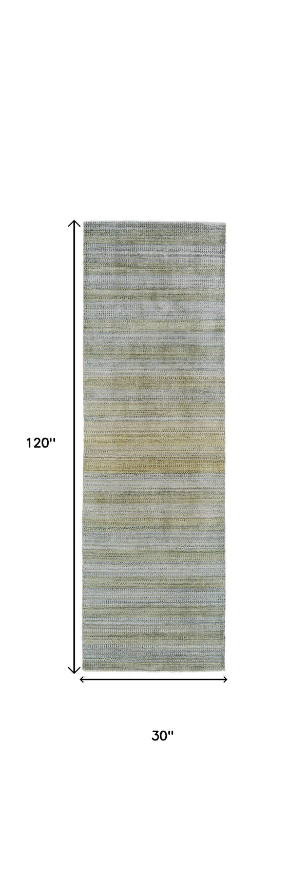 Homeroots 10' Blue And Green Ombre Hand Woven Runner Rug Green,Blue,Tan Wool Blend 511726