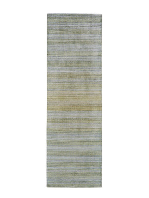 HomeRoots 5' Hand-Woven Ombre Area Rug - Unique Artisan Craftsmanship in Soothing Blue and Green Tones Green/Blue/Tan 10' Runner 511726