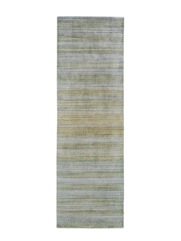 HomeRoots 5' Hand-Woven Ombre Area Rug - Unique Artisan Craftsmanship in Soothing Blue and Green Tones Green/Blue/Tan 10' Runner 511726