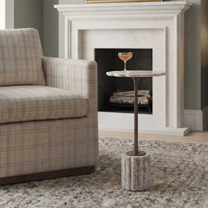 Uttermost Lana Sculptural Marble Accent Table with Fluted Base for Living Rooms