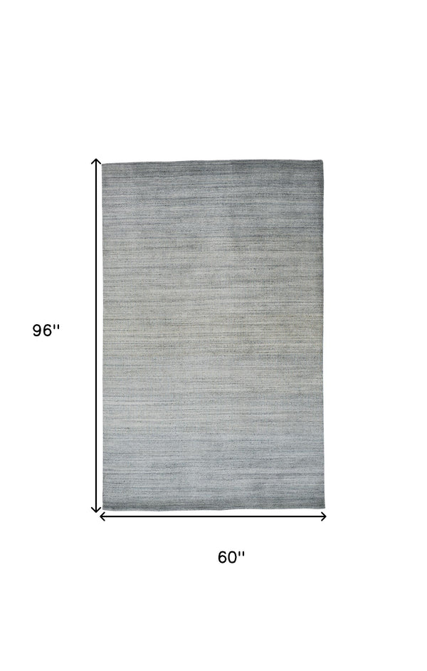 Homeroots 5' X 8' Blue And Gray Ombre Hand Woven Area Rug Blue,Gray Viscose 511730