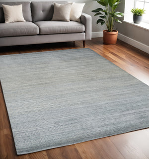 Homeroots 5' X 8' Blue And Gray Ombre Hand Woven Area Rug Blue,Gray Viscose 511730