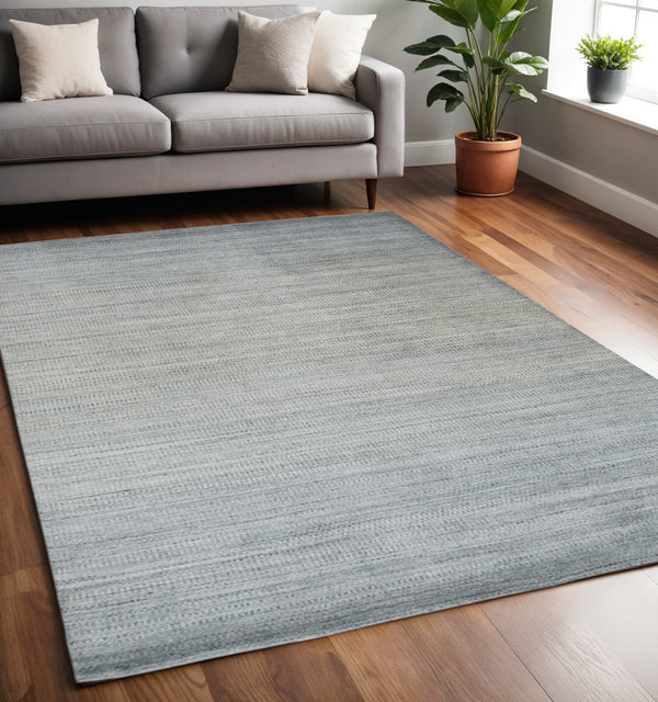 Homeroots 5' X 8' Blue And Gray Ombre Hand Woven Area Rug Blue,Gray Viscose 511730