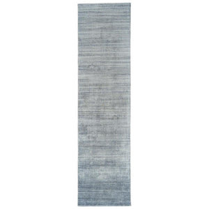 Homeroots 10' Blue And Gray Ombre Hand Woven Runner Rug Blue,Gray Viscose 511733