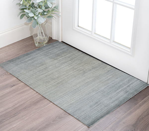 Homeroots 2' X 3' Blue And Gray Ombre Hand Woven Area Rug Blue,Gray Viscose 511735