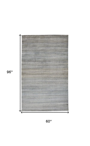 Homeroots 5' X 8' Blue Gray And Purple Ombre Hand Woven Area Rug Blue,Gray,Purple Viscose 511737