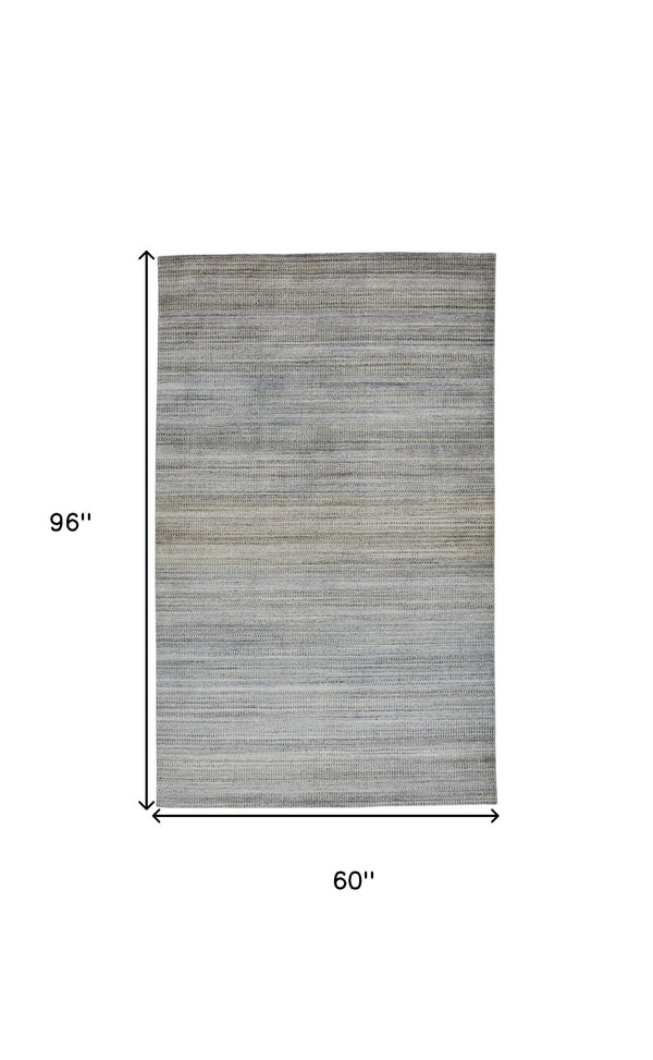 Homeroots 5' X 8' Blue Gray And Purple Ombre Hand Woven Area Rug Blue,Gray,Purple Viscose 511737