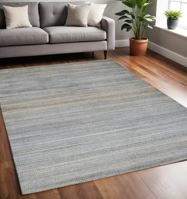 HomeRoots 5' Hand-Woven Ombre Area Rug - Unique Artisan Craftsmanship in Soothing Blue and Green Tones 5' X 8' 511737