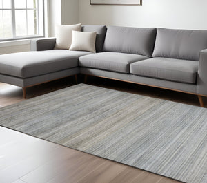 Homeroots 8' X 11' Blue And Gray Ombre Hand Woven Area Rug Blue,Gray,Purple Viscose 511738