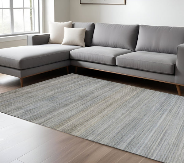 HomeRoots 5' Hand-Woven Ombre Area Rug - Unique Artisan Craftsmanship in Soothing Blue and Green Tones 10' X 13' 511739
