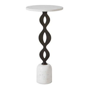 Uttermost Uttermost Ila Marble Top Drink Table with Bronze Cast Iron Stem for Modern Decor 51173