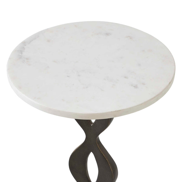 Uttermost Ila Marble Top Drink Table with Bronze Cast Iron Stem for Modern Decor