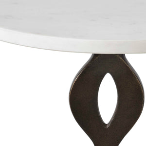 Uttermost Ila Marble Top Drink Table with Bronze Cast Iron Stem for Modern Decor