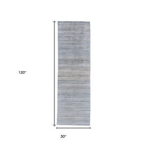 HomeRoots 5' Hand-Woven Ombre Area Rug - Unique Artisan Craftsmanship in Soothing Blue and Green Tones 10' Runner 511740