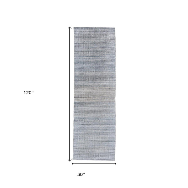 HomeRoots 5' Hand-Woven Ombre Area Rug - Unique Artisan Craftsmanship in Soothing Blue and Green Tones 10' Runner 511740