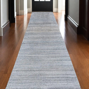 Homeroots 10' Gray And Purple Ombre Hand Woven Runner Rug Blue,Gray,Purple Wool Blend 511740
