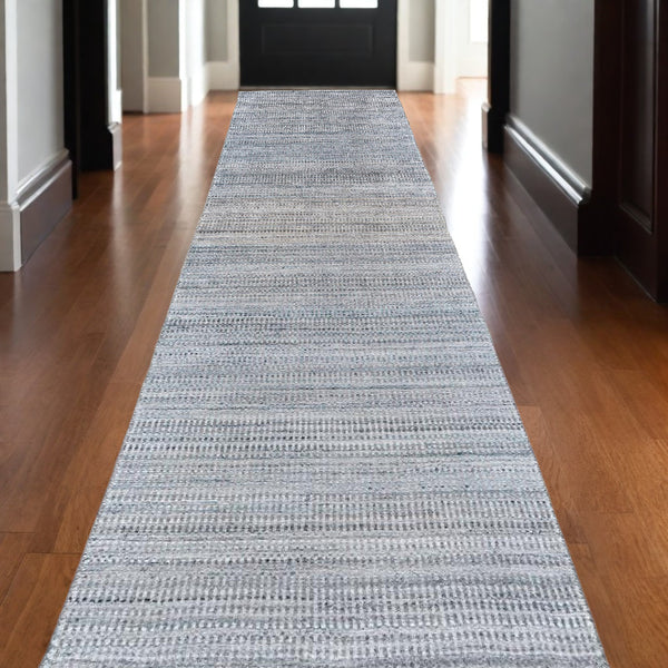 Homeroots 10' Gray And Purple Ombre Hand Woven Runner Rug Blue,Gray,Purple Wool Blend 511740