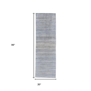 HomeRoots 5' Hand-Woven Ombre Area Rug - Unique Artisan Craftsmanship in Soothing Blue and Green Tones 8' Runner 511741