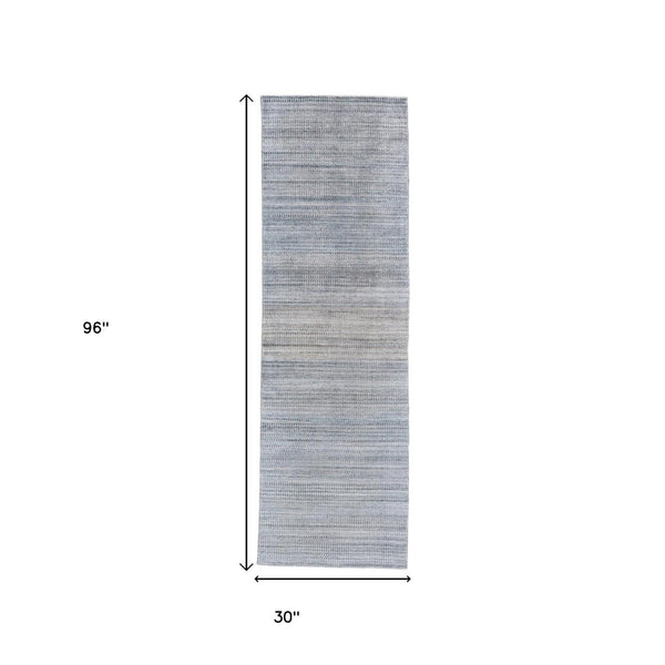 HomeRoots 5' Hand-Woven Ombre Area Rug - Unique Artisan Craftsmanship in Soothing Blue and Green Tones 8' Runner 511741