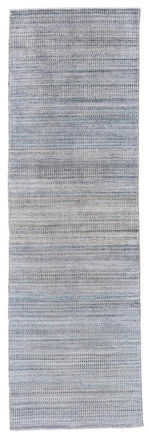 Homeroots 8' Gray And Purple Ombre Hand Woven Runner Rug Blue,Gray,Purple Wool Blend 511741